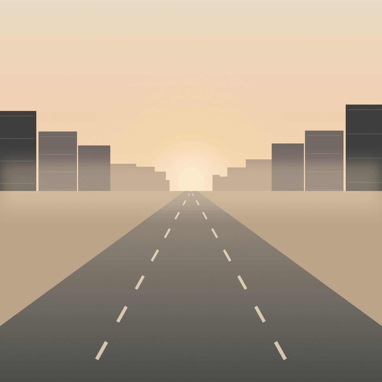 Illustration: morning view of Sheikh Zayed Road in Dubai from a car on the way to a client meeting